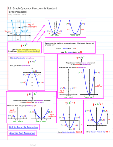 4.1 Graph Quadratic Functions in Standard Form (Parabolas)