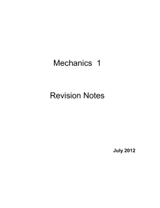 Mechanics 1 Revision Notes