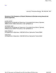 Dynamics of the Emergence of Genetic Resistance to Biocides