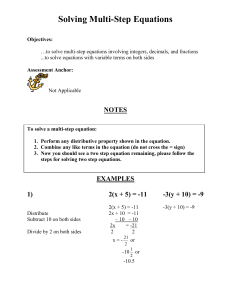 multi step equations and variables on both sides