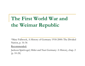 The First World War and the Weimar Republic
