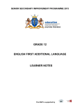 grade 12 english first additional language learner notes
