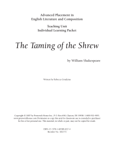The Taming of the Shrew - Teacher`s Pet Publications