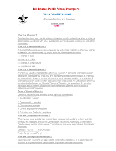 Chemical Reactions and Equations