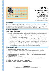 algebra: the quadratic formula - The Described and Captioned