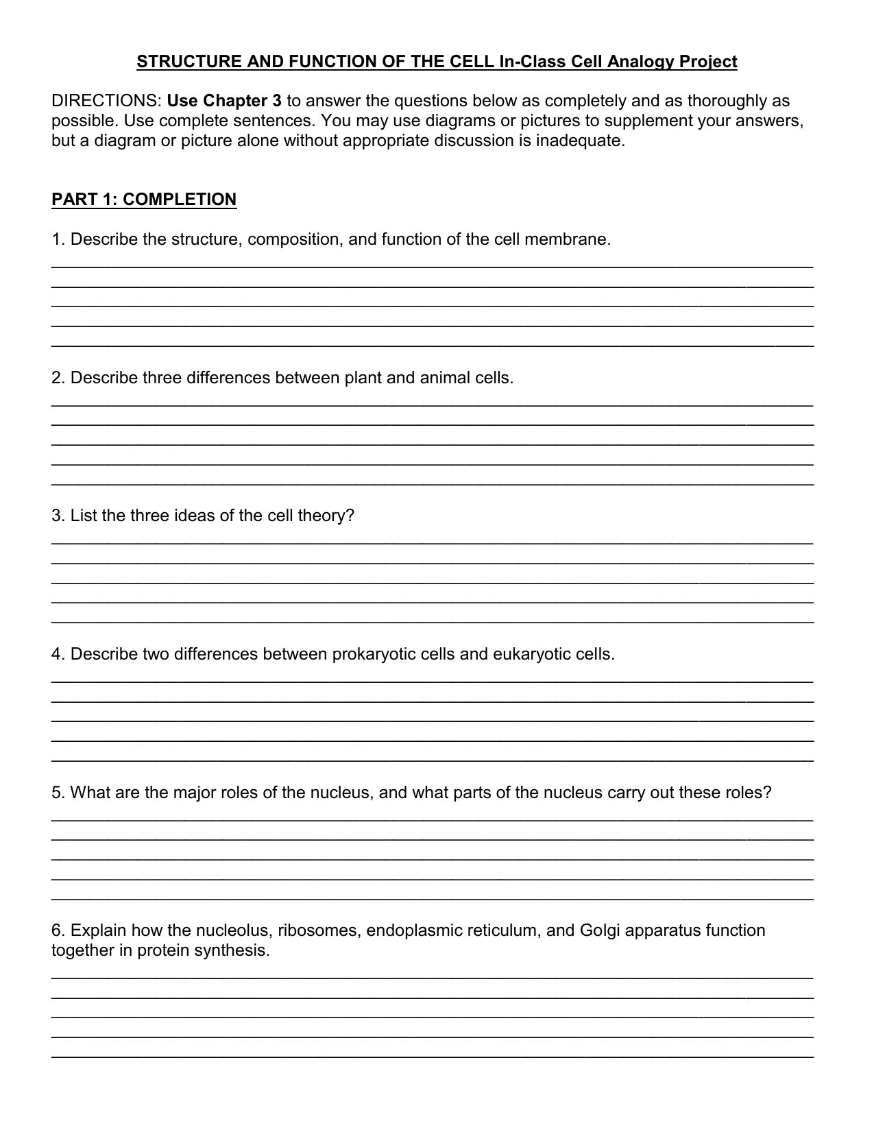structure and function cell analogy questions cell analogy project ideas