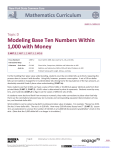 Modeling Base Ten Numbers Within 1000 with Money