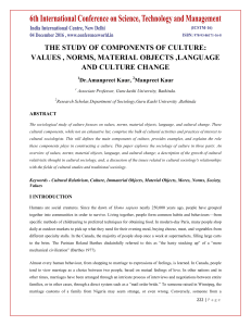 THE STUDY OF COMPONENTS OF CULTURE: VALUES , NORMS