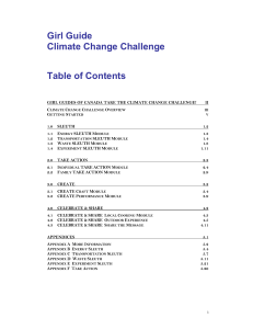 Girl Guide Climate Change Challenge Table of Contents