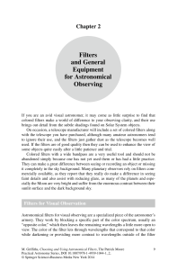 Filters and General Equipment for Astronomical Observing
