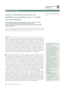 Dietary Recommendations for Children and Adolescents
