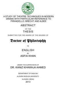 A Study of Theatre Techniques in Modern Drama_
