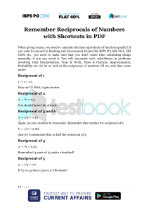 Remember Reciprocals of Numbers with Shortcuts in PDF