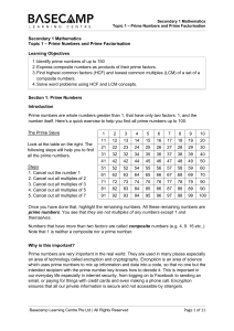 Page 1 of 11 Secondary 1 Mathematics Topic 1 – Prime Numbers