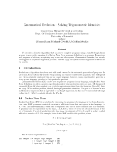 Grammatical Evolution : Solving Trigonometric Identities 1 Introduction