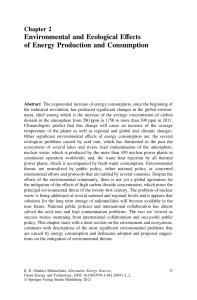 Environmental and Ecological Effects of Energy Production and
