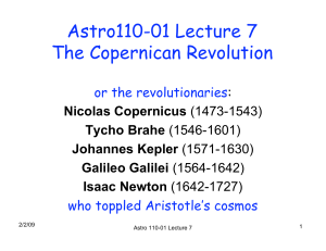 Astro110-01 Lecture 7 The Copernican Revolution