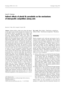 Indirect effects of phorid ¯y parasitoids on the mechanisms of