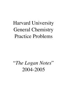 Harvard University General Chemistry Practice Problems “The