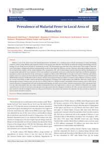 Prevalence of Malarial Fever in Local Area of Mansehra