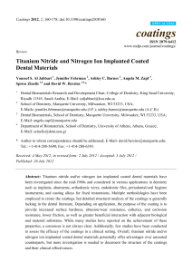Titanium Nitride and Nitrogen Ion Implanted Coated Dental