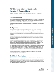 AP Physics 1 Investigation 2: Newton`s Second Law