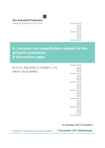 A common risk classification system for the Actuarial Profession