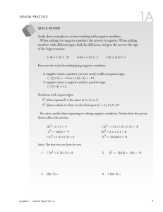 Study these examples to review working with negative - Math-U-See