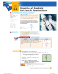5-2 Properties of Quadratic Functions in Standard Form