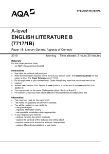A-level English Literature B Specimen question paper Paper 1B