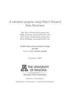 A calculator program using Object Oriented Data