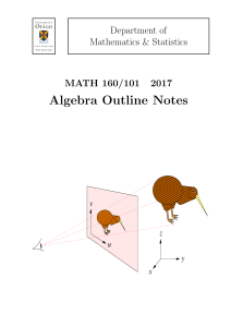 MATH160/101 Algebra Outline Notes. Buy hardcopy from Uni