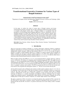 Transformational Generative Grammar for Various