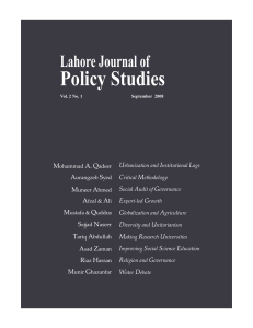 Volume 2 No. I - The Lahore Journal of Policy Studies