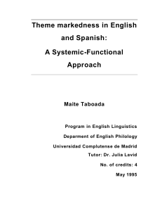 Theme markedness in English and Spanish: A
