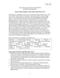 31 May 2004 1 Tropical Ecology and Conservation ENVS122 Final