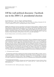 Off the wall political discourse: Facebook use in the 2008 US
