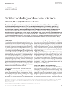 Pediatric food allergy and mucosal tolerance