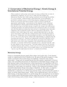 1-2 Conservation of Mechanical Energy I: Kinetic Energy