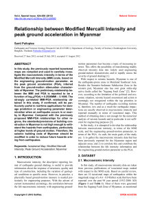 Relationship between Modified Mercalli Intensity and peak ground