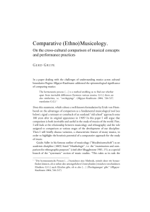 Comparative (Ethno)Musicology. - Institut 13: Ethnomusikologie