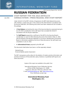 Russian Federation: Staff Report for the 2016 Article IV