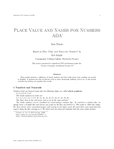 Place Value and Names for Numbers ADA