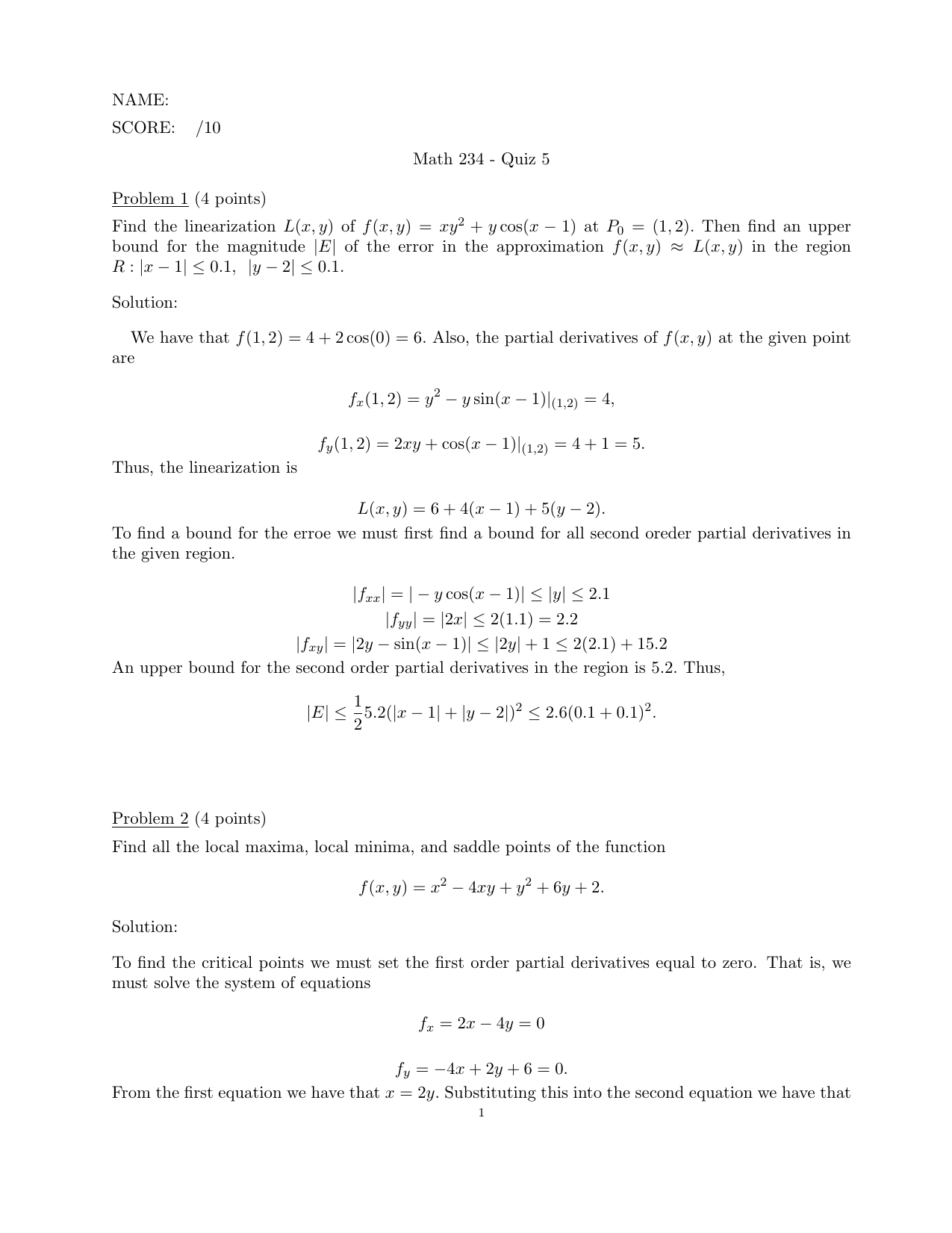 Find The Linearization L X Y Of F X Y Xy 2 Y Cos X 1 Find The Linearization L X Y Of F X Y Xy 2 Y Cos X 1