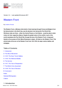 Western Front | International Encyclopedia of the First World War