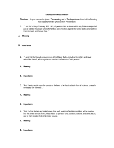 Emancipation Proclamation worksheet