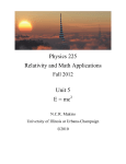 Physics 225 Relativity and Math Applications Unit 5 E = mc