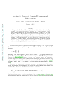 Irrationality Exponent, Hausdorff Dimension and Effectivization