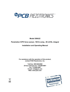 Model 208A22 Penetration ICP® force sensor, 100 lb comp., 50 mV