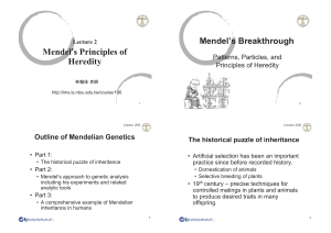 Mendel`s Principles of Heredity